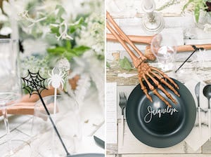 skeleton Halloween table decor theme