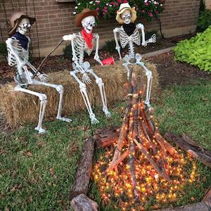 Campfire Cowboy Skeletons for the Front Lawn