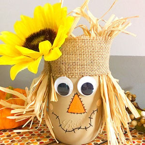 Scarecrow Painted Mason Jar