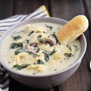 Creamy Tortellini, Spinach and Mushrooms