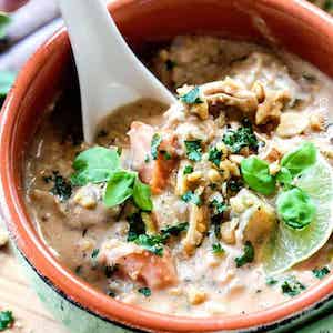 Thai Coconut Chicken and Wild Rice Soup