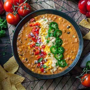 crockpot Vegetarian Lentil Tortilla Soup recipe