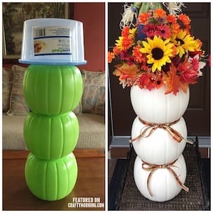 Dollar Store Pumpkin Topiary fall decor for the porch