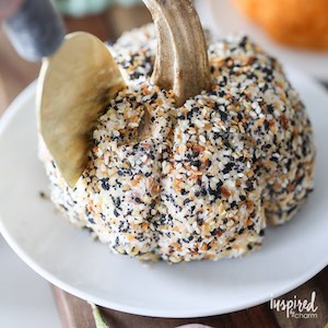 Pumpkin Shaped Everything Bagel Cheeseball