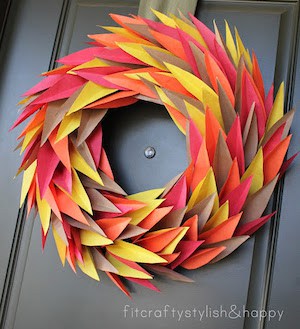 Colorful Thanksgiving Paper Wreath