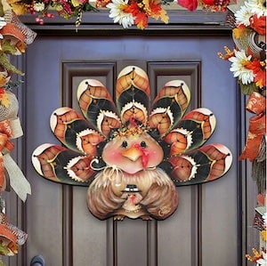 Turkey Wreath Wooden Door Hanger