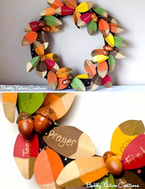 Thankfulness Wreath with Gold Dipped Leaves