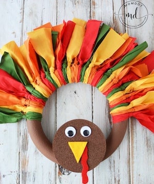 DIY Turkey Scrap Fabric Wreath 