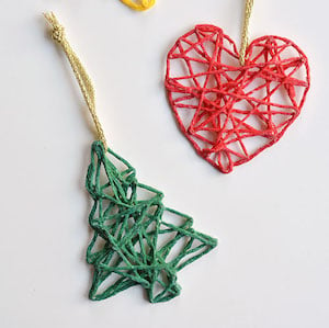 Yarn Christmas Ornament craft for kids