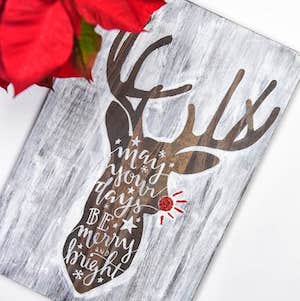 DIY hand lettered DIY Rudolph Art for adults 