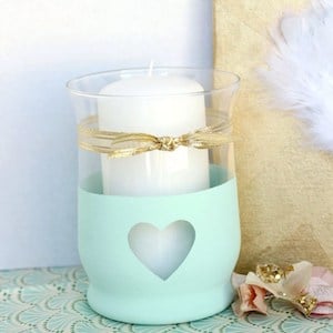 Painted Heart Candle Holder