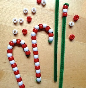 Candy Cane Ornaments with beads and pipe cleaners