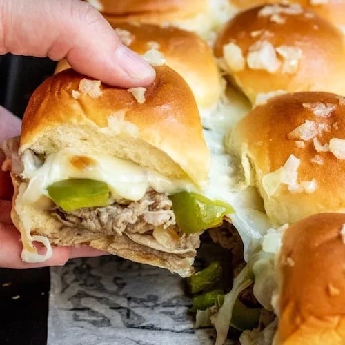 Philly Cheesesteak Slider sandwiches