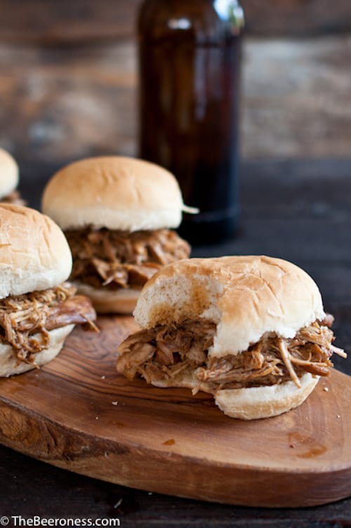 Slow Cooker Beer and Brown Sugar Pulled Chicken Sliders