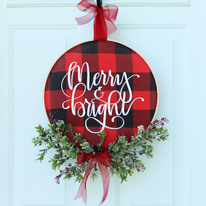  christmas Buffalo Check Hoop Wreath craft to sell