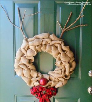 Rustic Rudolph Reindeer burlap Wreath