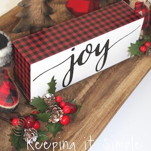 Red Buffalo Plaid Joy Christmas Block