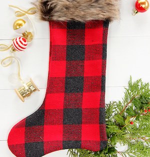 DIY Plaid and Faux Fur Stocking