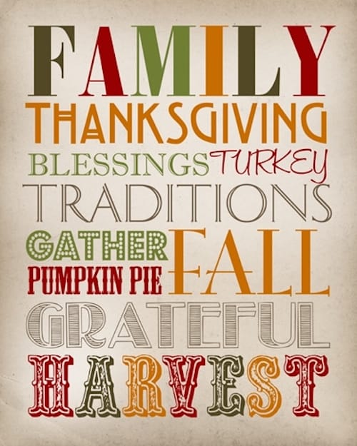Thanksgiving Subway Art printable