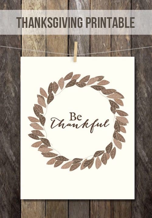 Be Thankful Thanksgiving Printable