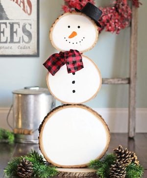 Reversible Wood Slice Snowman Craft Tutorial