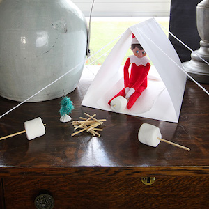 Elf camping in a tent