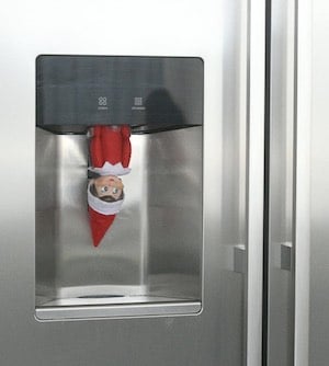 hiding in the ice dispenser Elf on the Shelf Idea