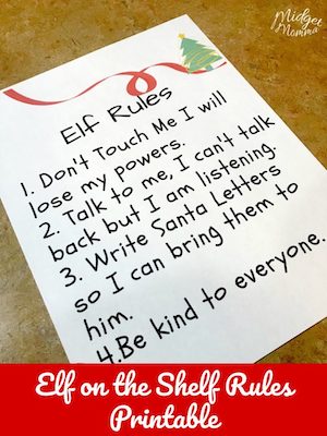 Elf on the Shelf Rules Printable