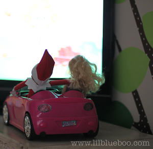Drive in Movie with Barbie Elf on the Shelf Idea