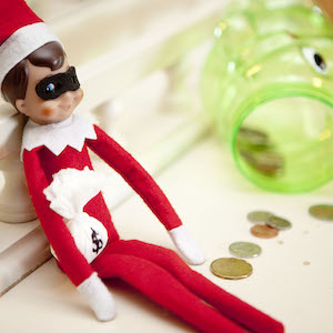 Piggy Bank Burglar Elf on the Shelf Ideas