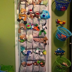 Over the Door Shoe Organizer Stuffed Animal Toy Storage Idea