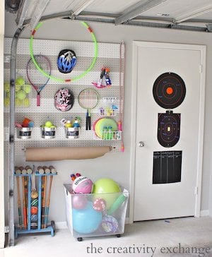 DIY Garage Pegboard Storage for Outdoor Toys