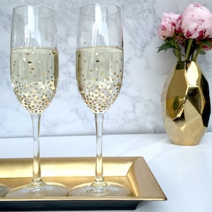 DIY Gold Dot Champagne Flutes