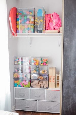 toy storage for playroom using clear totes
