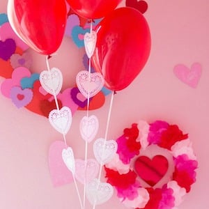Heart Doily Balloons Valentine's Day party decor
