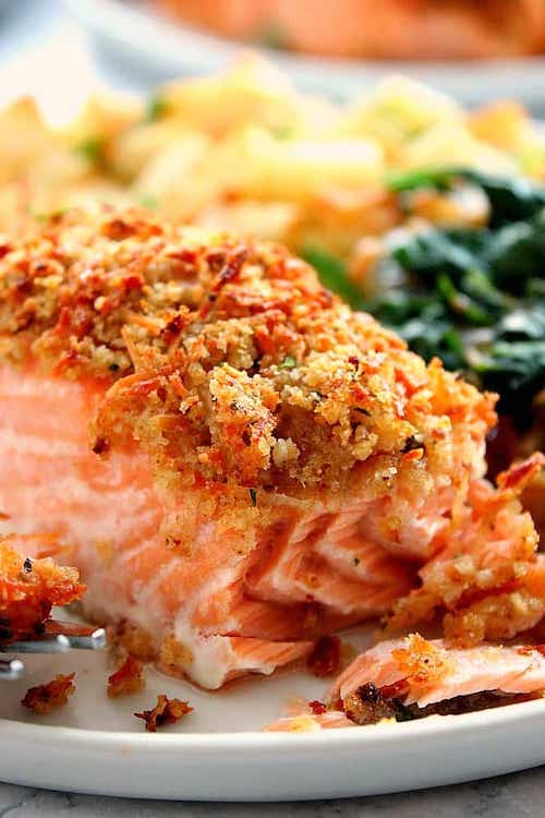 Garlic and Parmesan Cheese Crusted Salmon