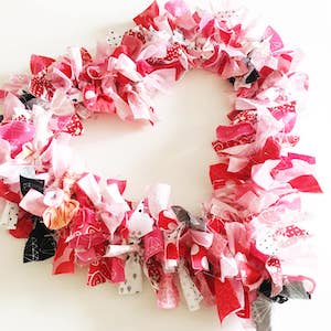 heart rag wreath