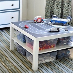 IKEA Lack Storage Table with Plastic Bins