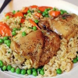 One Pan Baked Chicken & Brown Rice Vegetable Casserole