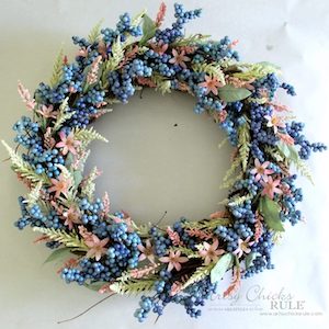 Simple pink and blue spring wreath