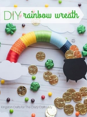 rainbow ribbon wreath with pot of gold