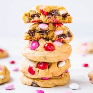 Valentine's Day m&m cookies party dessert