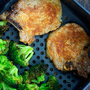 Pork Chops and Broccoli in the air fryer