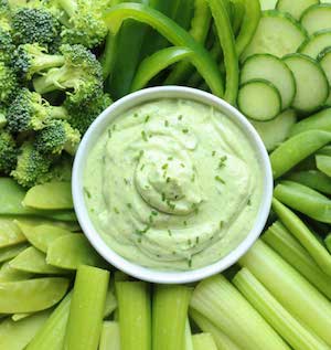 Green Veggie Tray with Avocado Ranch Dip