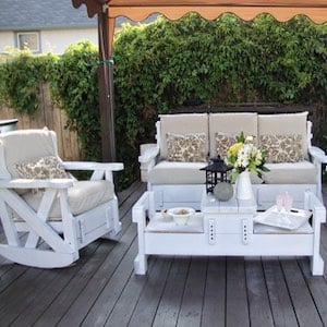 Thrift Store Couch Set Repurposed into Outdoor Furniture