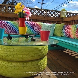 Colorful outdoor Sitting Area Furniture Makeover