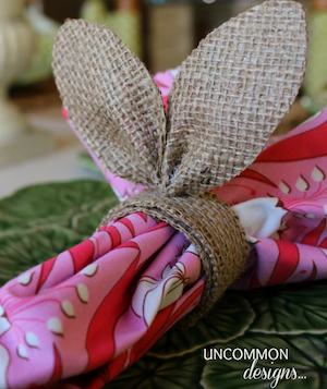 Burlap Ribbon Bunny Ear Napkin Rings