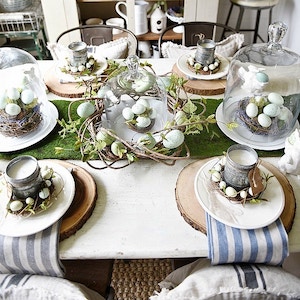 Springy Moss Table runner and Easter Egg Table Decor