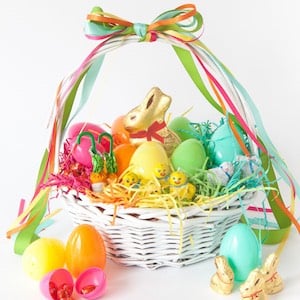 Rainbow Ribbon Bow Easter Basket