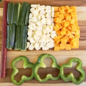 Irish Flag St Patrick's Day cheese and vegetable appetizer